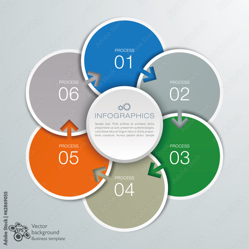 Infographics Vector Background 6-Step Process Stock Vector | Adobe Stock