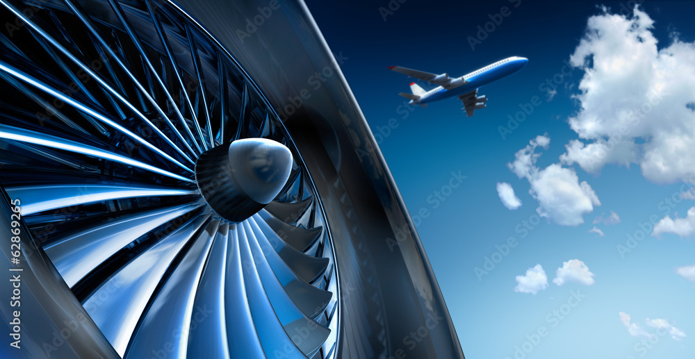 Turbine und Flugzeug - obrazy, fototapety, plakaty 