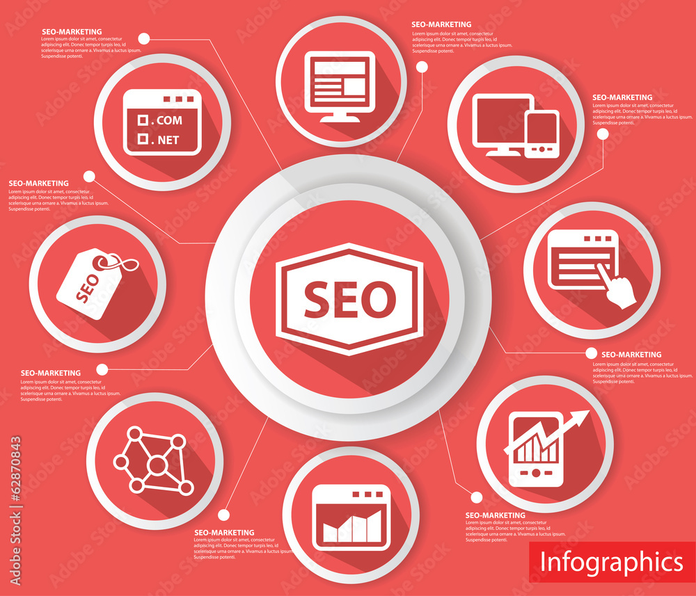 SEO Marketing Infographics design,Pink version
