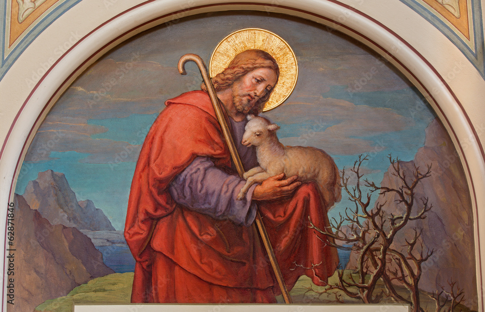 Obraz premium Wiedeń - Fresco Jezusa jako dobrego pasterza