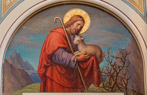Vienna - Fresco of Jesus as good shepherd
