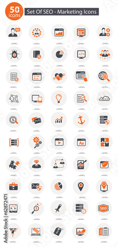 Set Of SEO,Marketing Icons,Orange version,vector