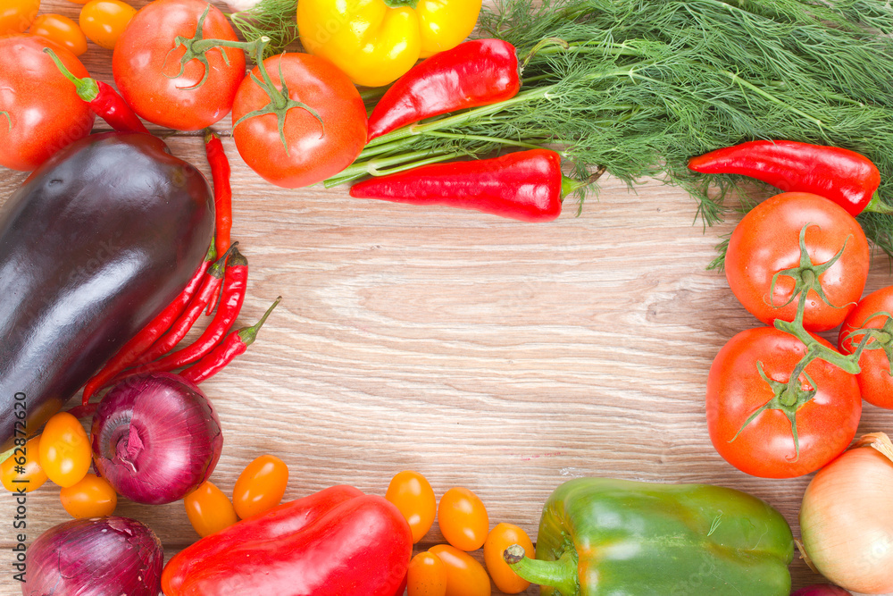 blank wooden table with colorful vegetables blank wooden table with colorful vegetables