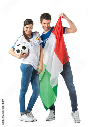 Mondiali Calcio  - Ragazza e ragazzo tifosi Italia photo