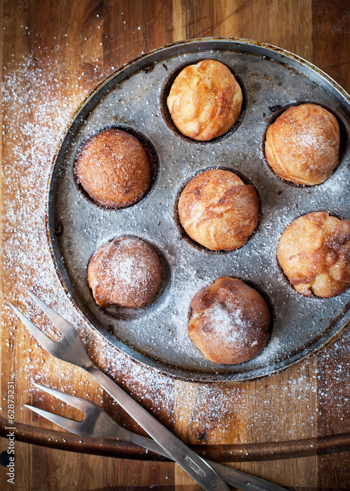 Donuts Fried in metal baking dish Donuts Fried in metal baking dish