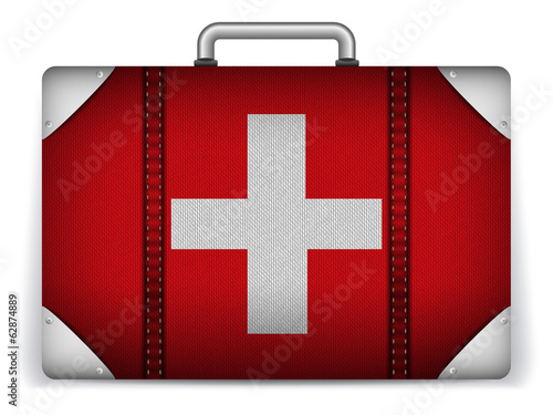 Switzerland Travel Luggage with Flag for Vacation