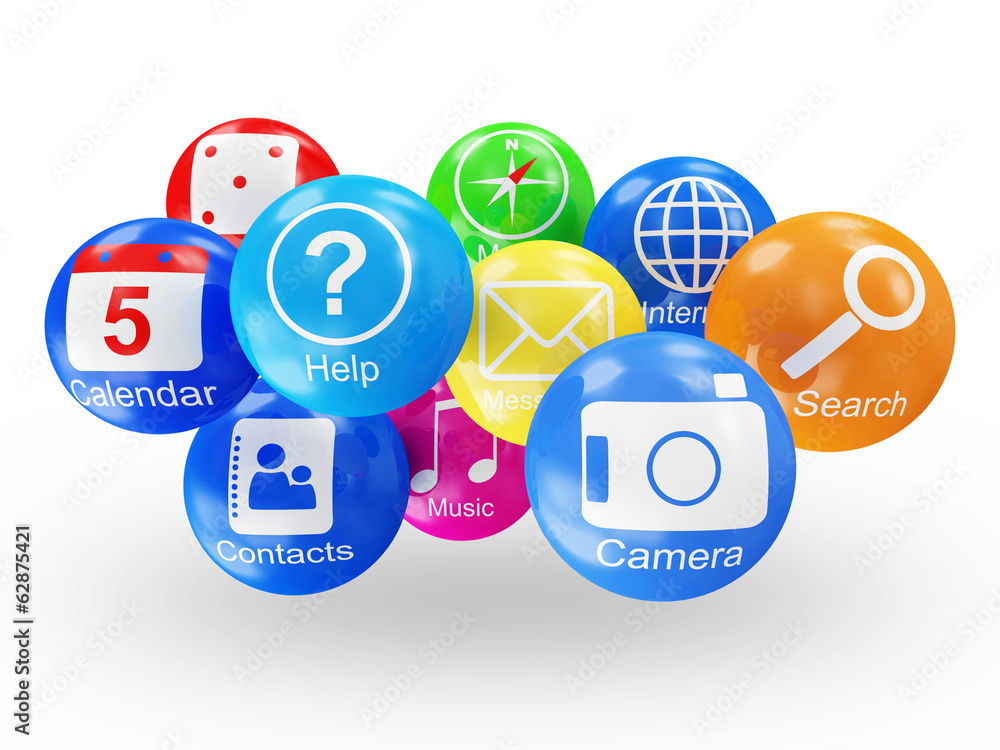 Group of Application Icons isolated on white background Group of Application Icons isolated on white background