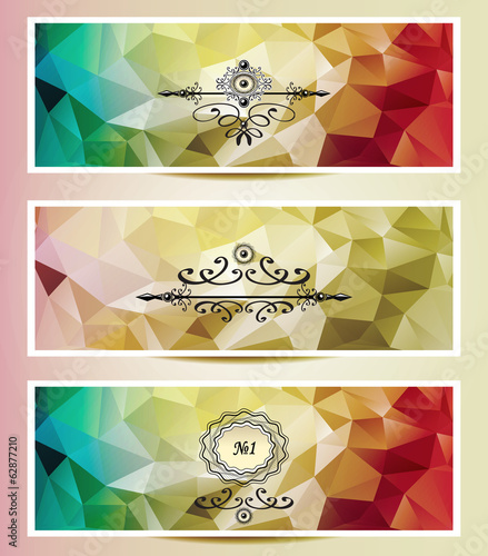 Set Abstract triangle banners  red yellow gold green