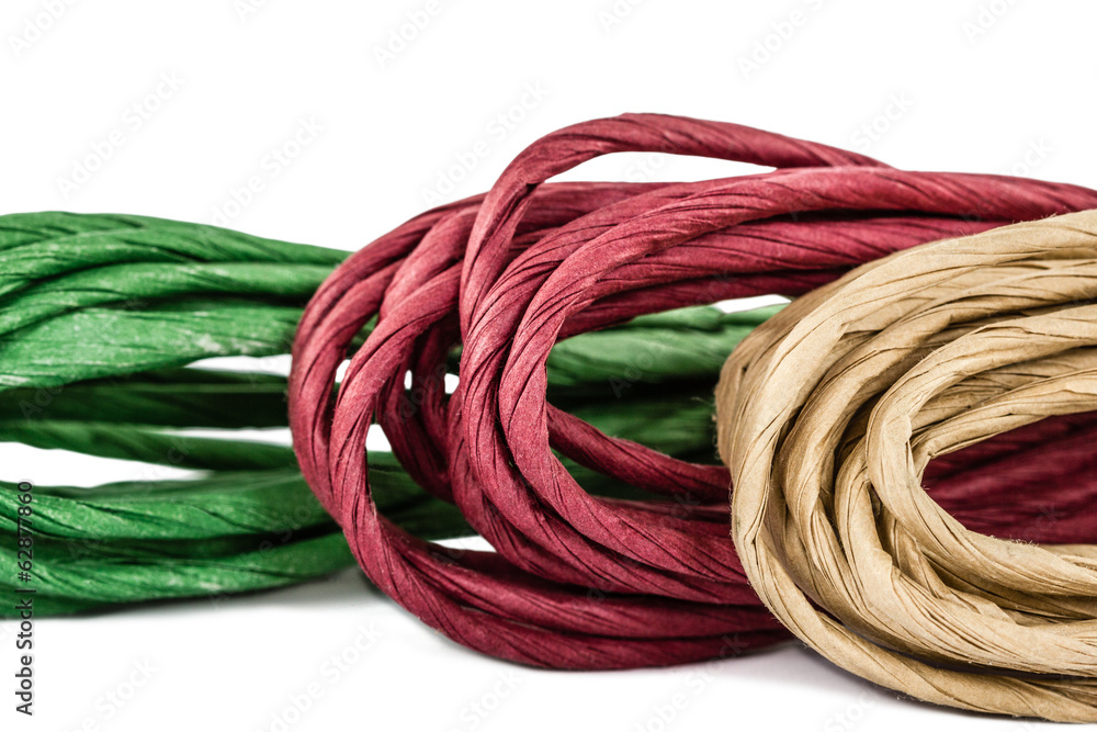 Rope in skeins, isolated on white background Rope in skeins, isolated on white background