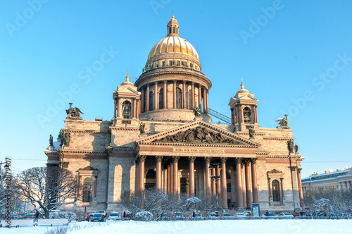 St. Isaak cathedral in winter. St.Petersburg, Russia