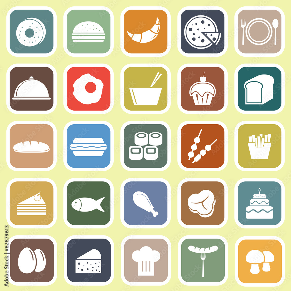 Food flat icons on yellow background Food flat icons on yellow background