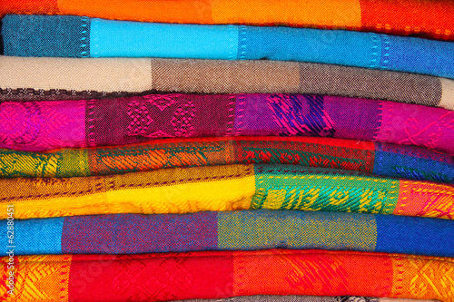 Colorful blankets at the Mexican market