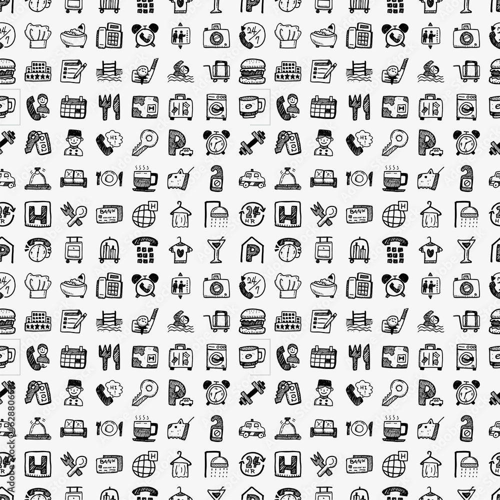 seamless doodle hotel pattern seamless doodle hotel pattern