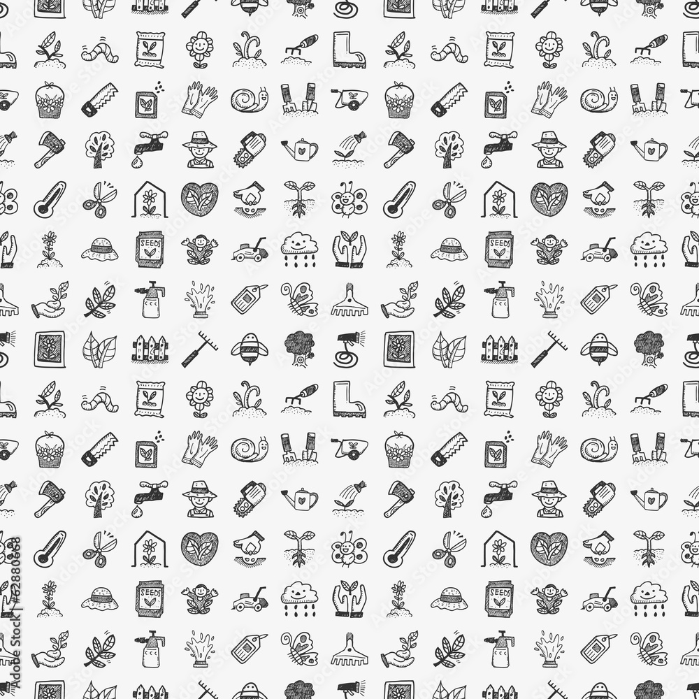 seamless doodle gardening pattern seamless doodle gardening pattern