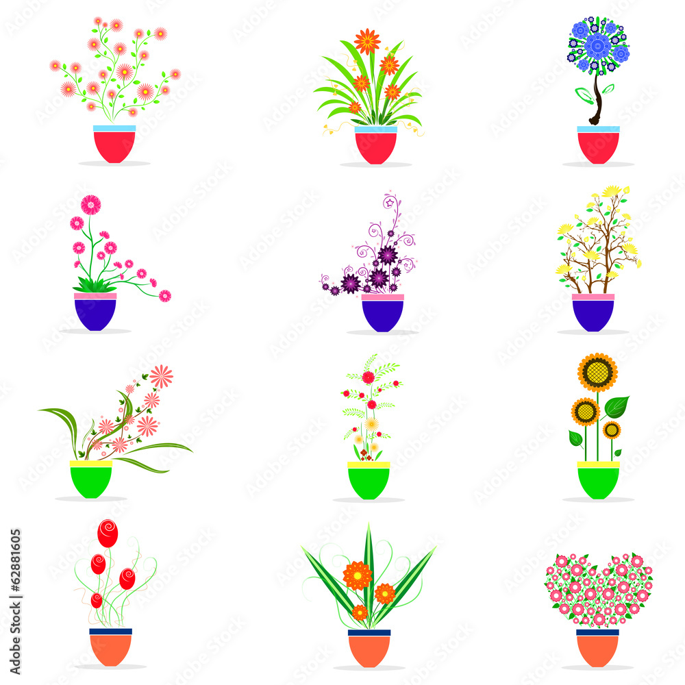 Flower in pot vector set Flower in pot vector set