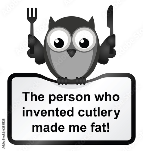 comical cutlery made me fat sign