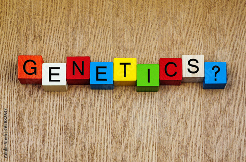 Genetics, sign series for science, education, DNA and evolution.