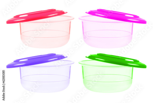 Plastic containers for food with lid ajar