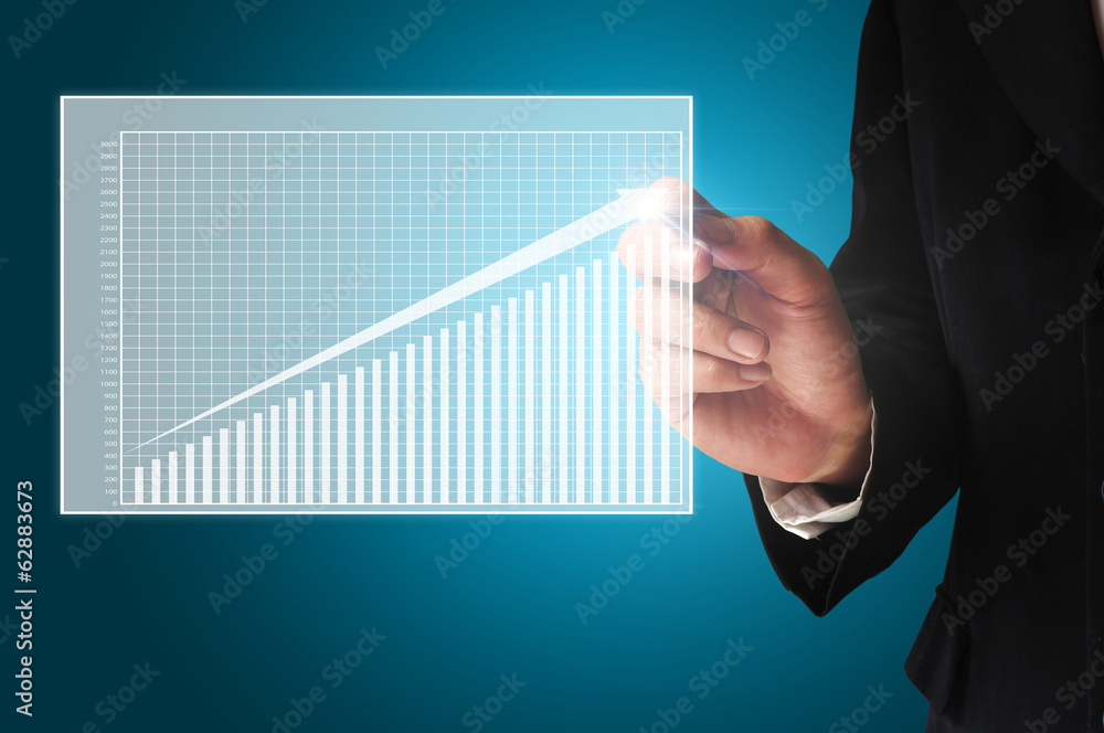 Business man draw analyss graph Business man draw analyss graph