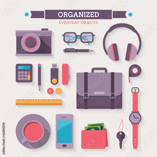 Flat modern design concept for office desk