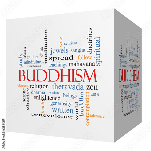 Buddhism 3D cube Word Cloud Concept photo