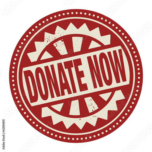 Abstract stamp or label with the text Donate Now written inside