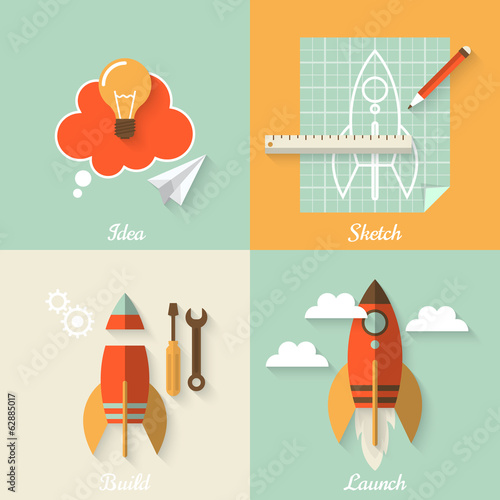 Flat modern design concept for startup icons