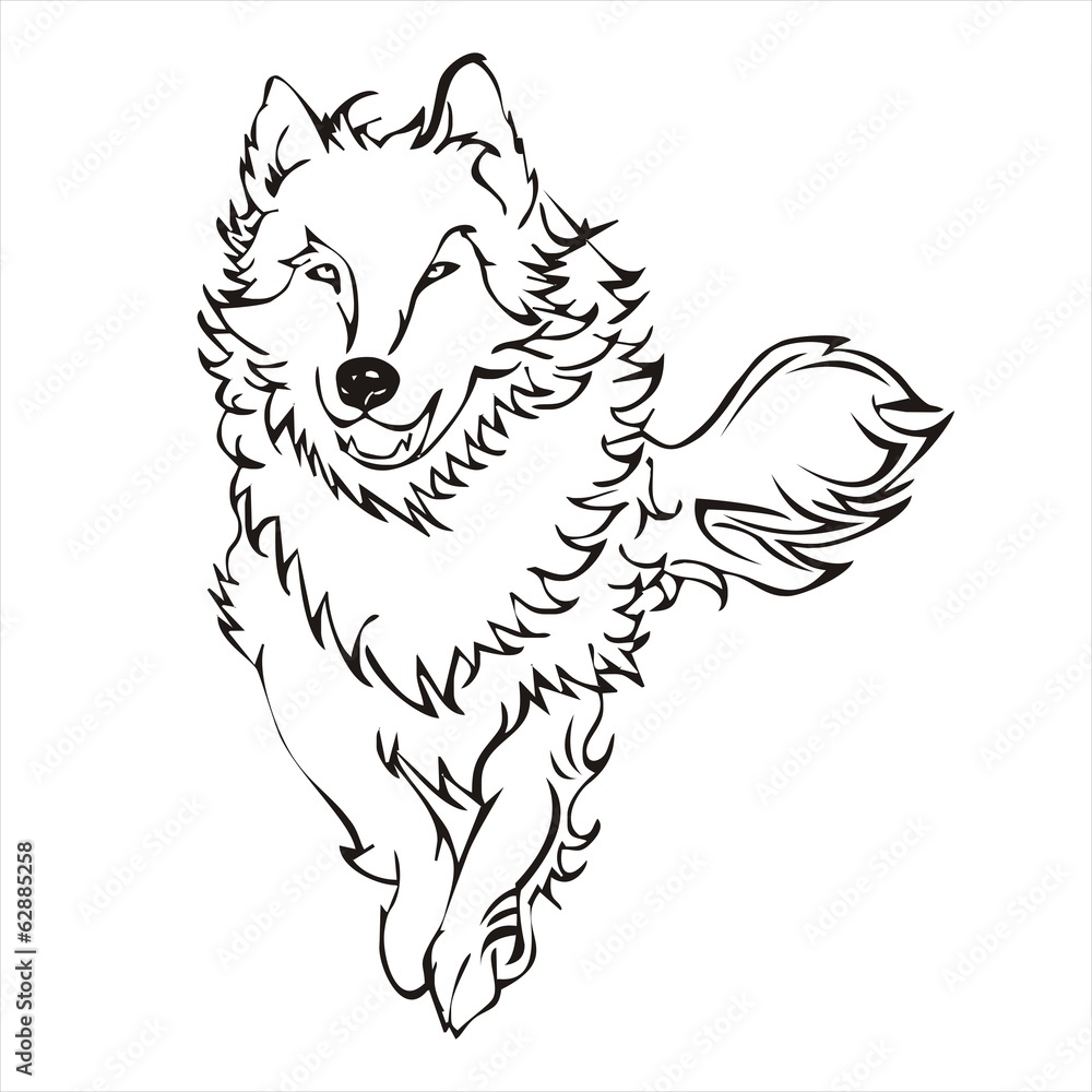 Obraz premium wolf run tattoo vector