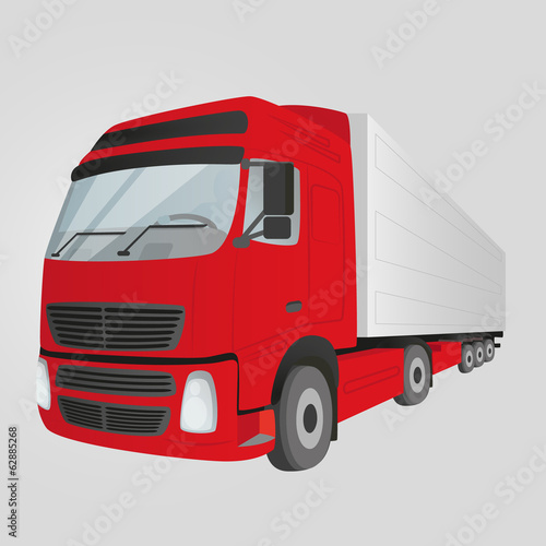 Red delivery truck - isolated