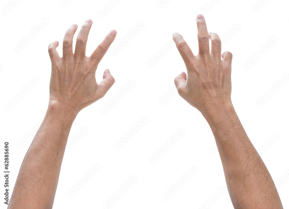 Man hand with bent isolated on white background Man hand with bent isolated on white background