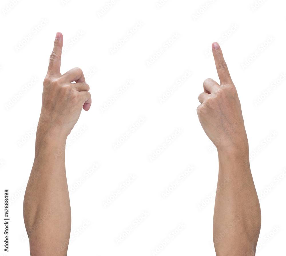 Hands point isolated on white background, Clipping path