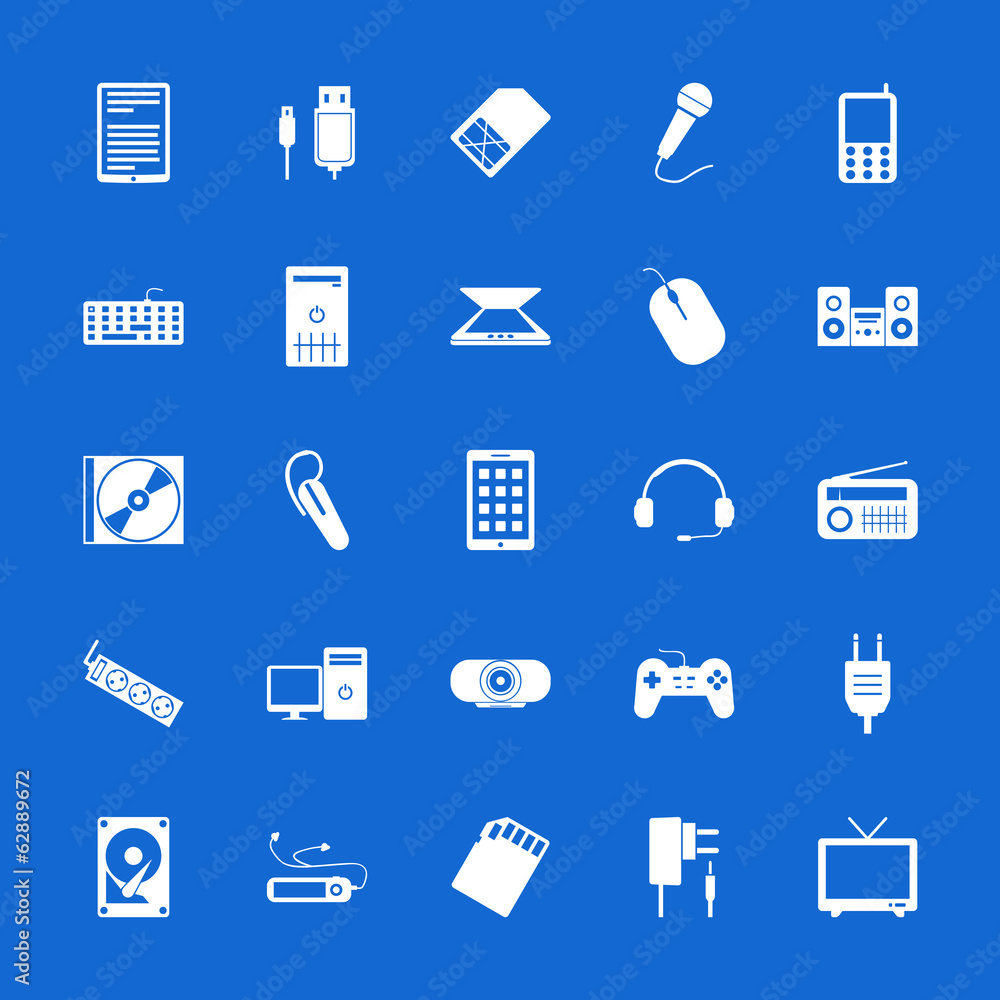 Set of flat icons. Technology and communications. Set of flat icons. Technology and communications.