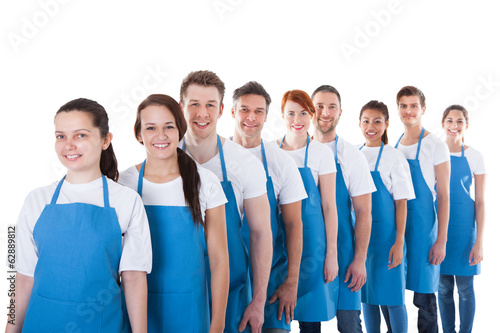 Large group of cleaners standing in a line