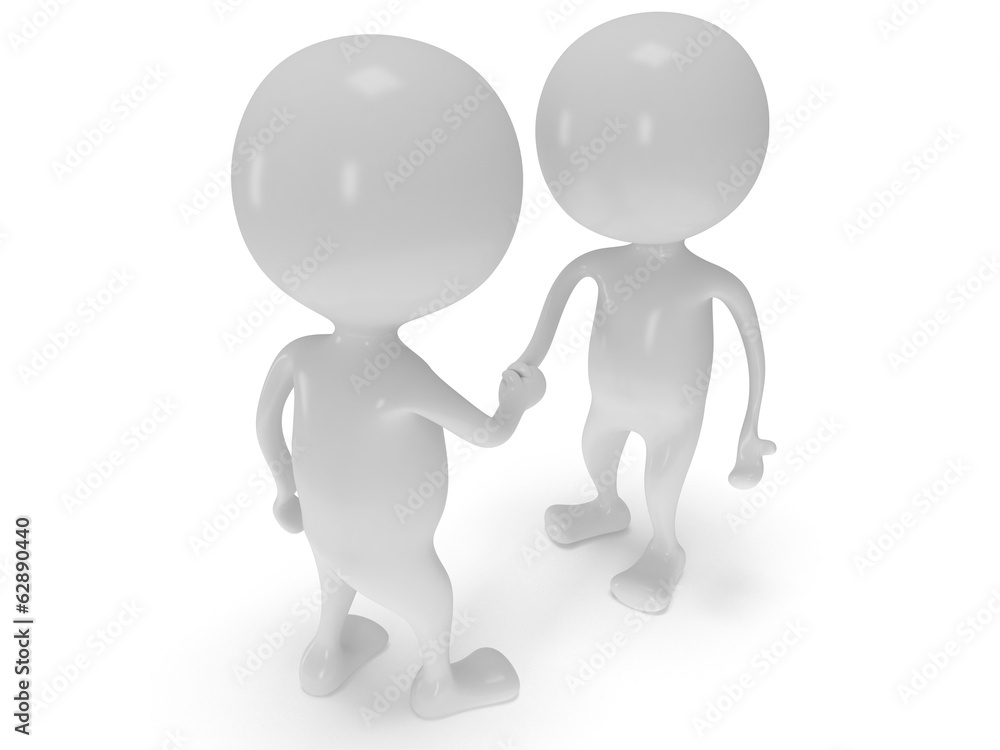 3d two white people shake hands. 3d two white people shake hands.