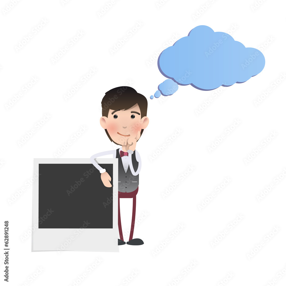 Businessman with photo over white background. Vector design Businessman with photo over white background. Vector design