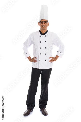 Fotografie indian male chef isolated on white background