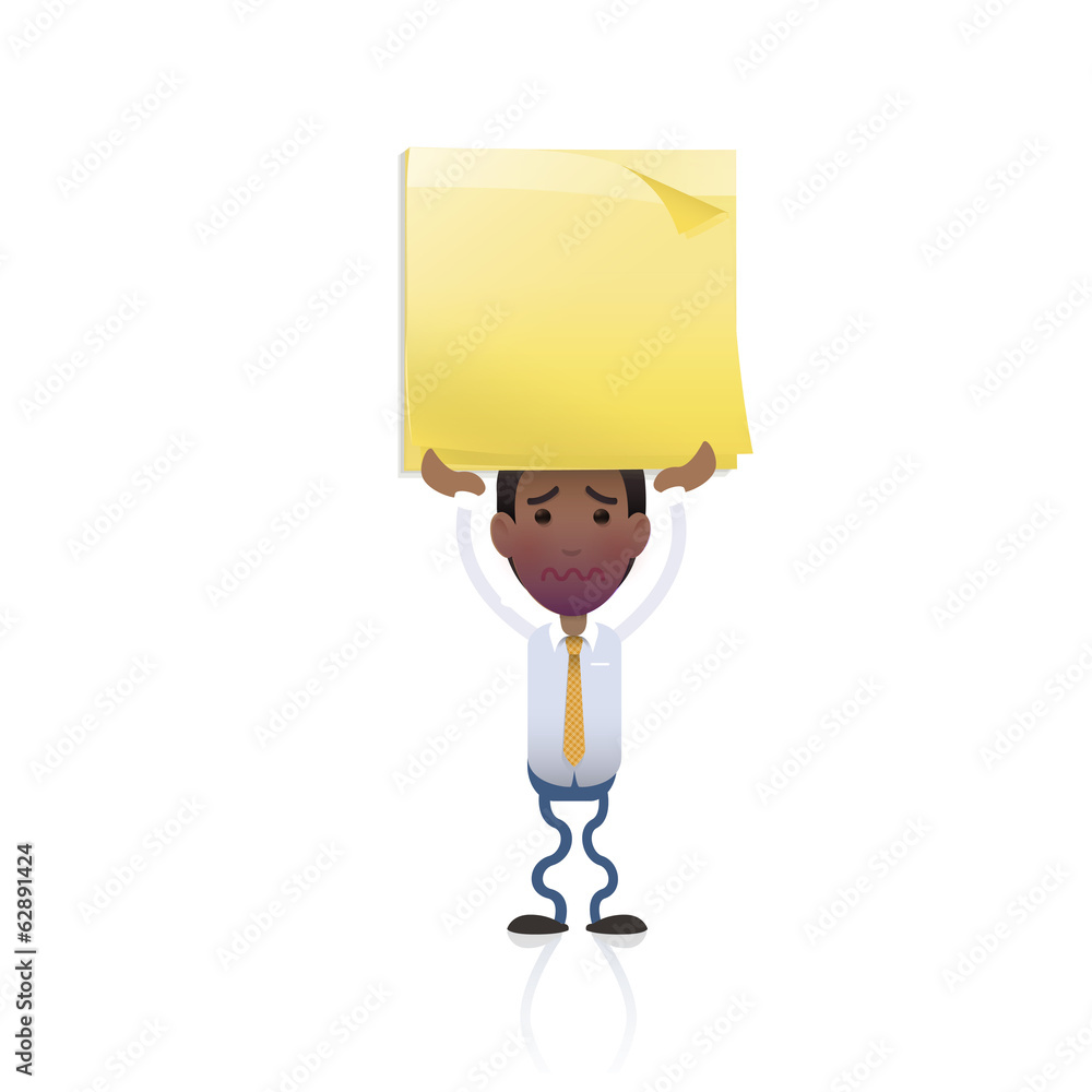 Businessman holding a postit over white background Businessman holding a postit over white background