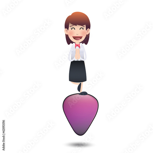 Businesswoman over plectrum over white background