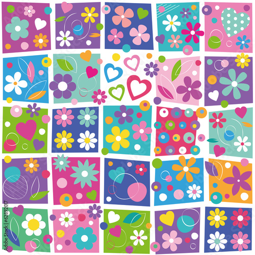 colorful flowers and hearts...