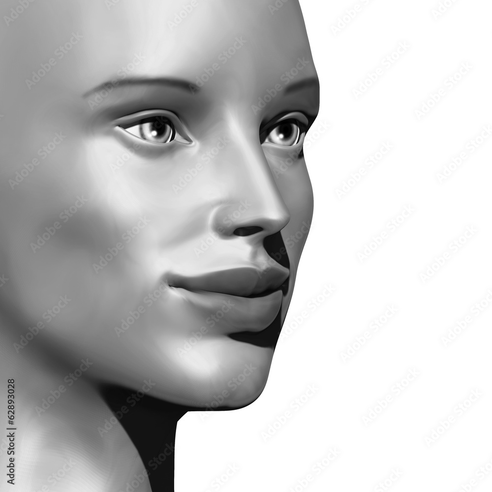 Girl Beautiful Black and White Model Face 3D Girl Beautiful Black and White Model Face 3D