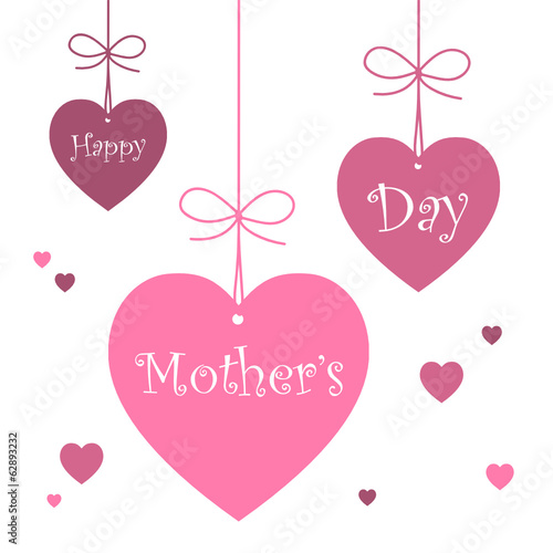 "HAPPY MOTHER'S DAY" HEART-SHAPED TAGS (love hearts card)
