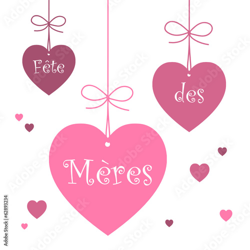 ETIQUETTES COEURS FETE DES MERES (fête des mères carte message)