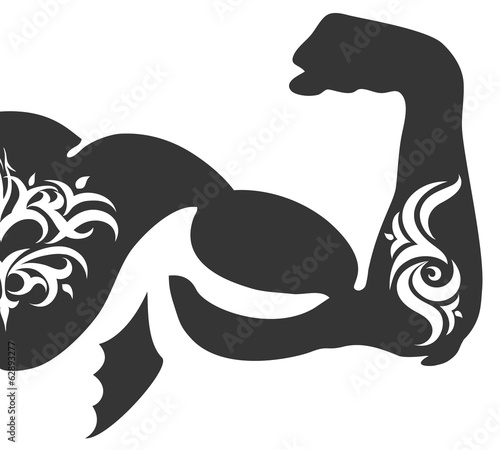 muscular arm and tattoo, vector design for the gym