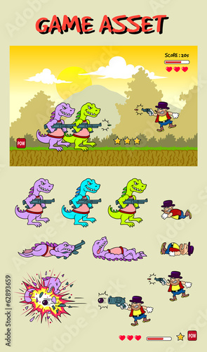 Dinosaur attack game asset. © ComicVector