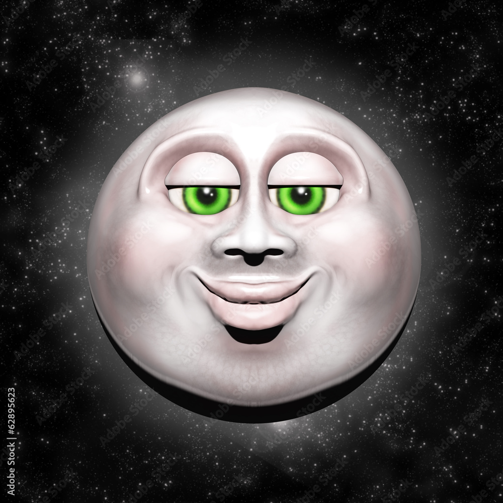 Illustrazione Stock Full Moon Smiling Face 3D | Adobe Stock