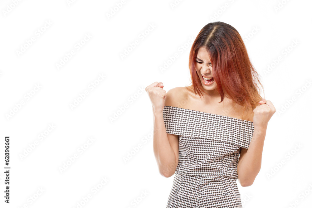 angry, unhappy, screaming woman on white isolated background angry, unhappy, screaming woman on white isolated background