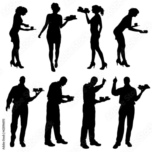 Vector waiter silhouette.