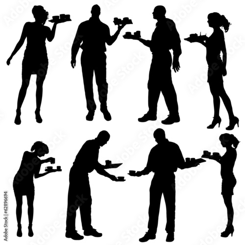 Vector waiter silhouette.