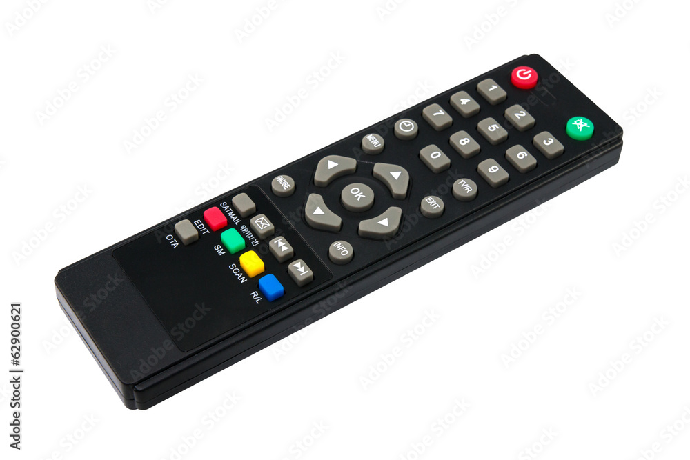 tv remote control keypad black on white isolated tv remote control keypad black on white isolated