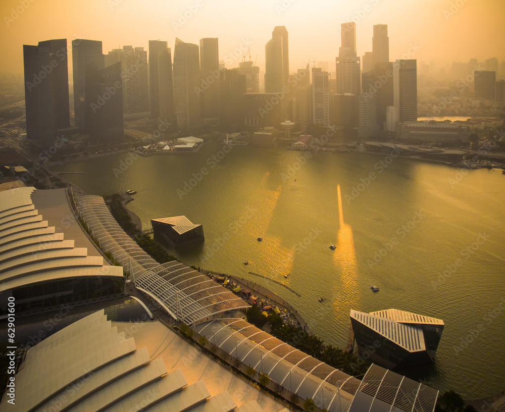 Naklejka premium Sunset at Marina bay